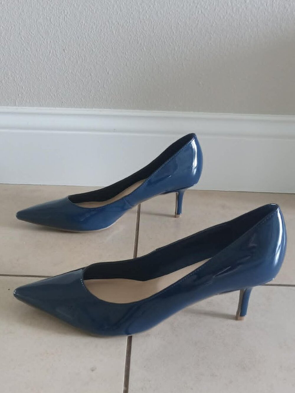 Marc Fisher Alola 2 Patent Dark Blue Pointed Heels